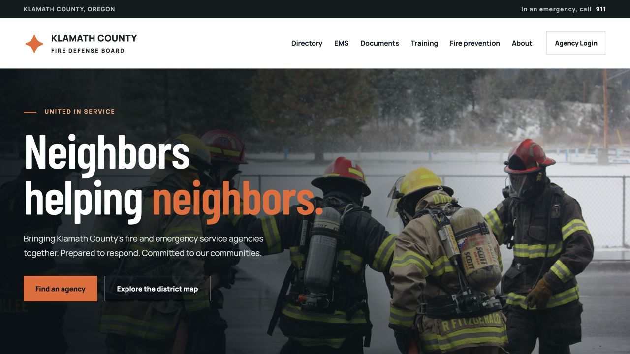Website design example showing clear navigation, public resources, and an organization’s identity.